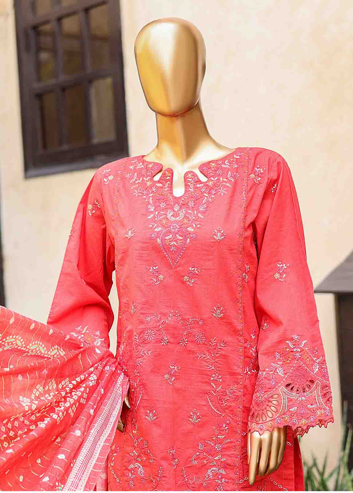 SMLF-EMB-449 A - 3 Piece Embroidered Stitched Suit