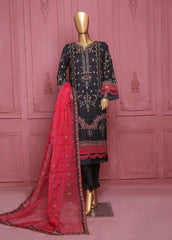 ZEFC-2010- 3 Piece Embroidered Chiffon