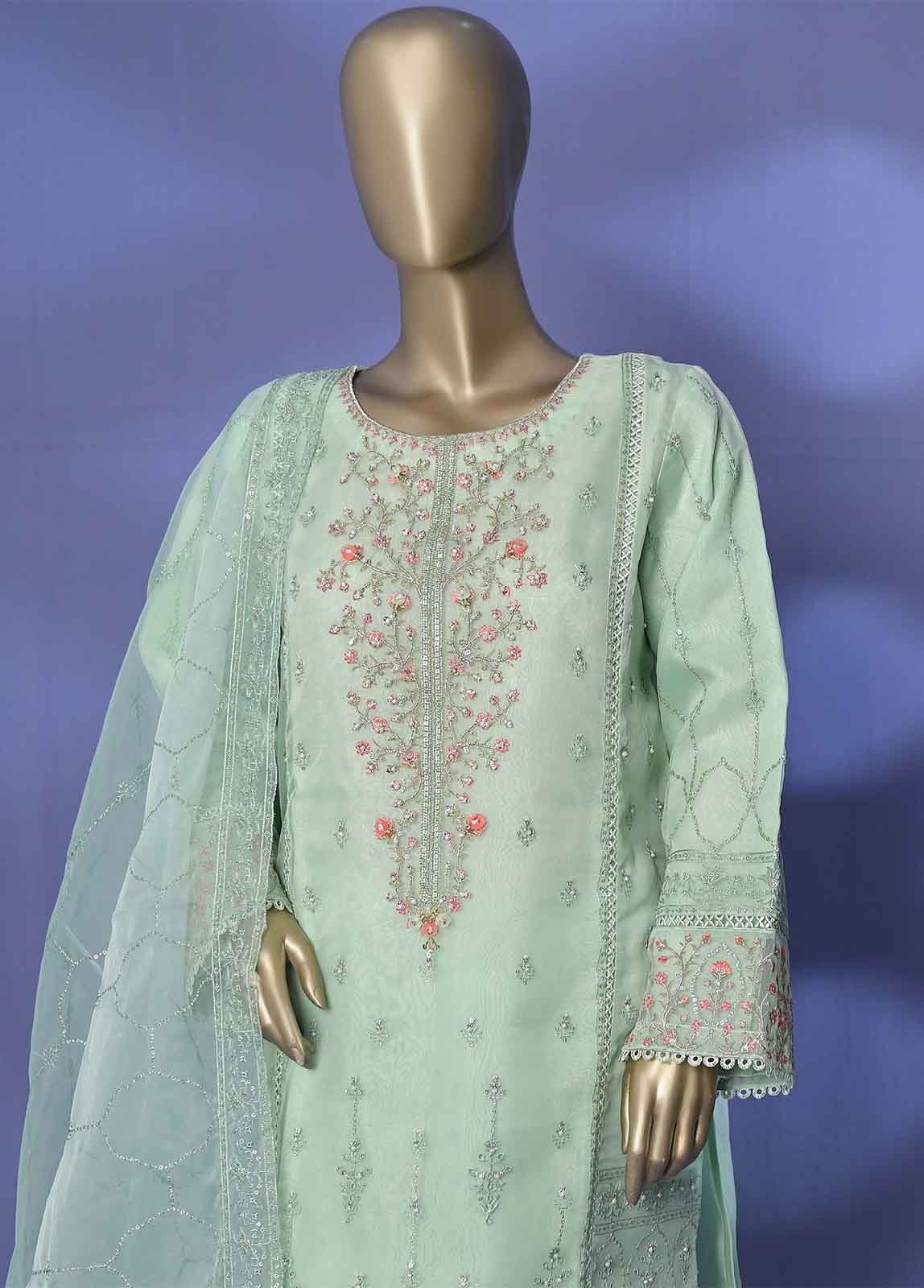 AM-4002-B- 3 Piece Embroidered Organza