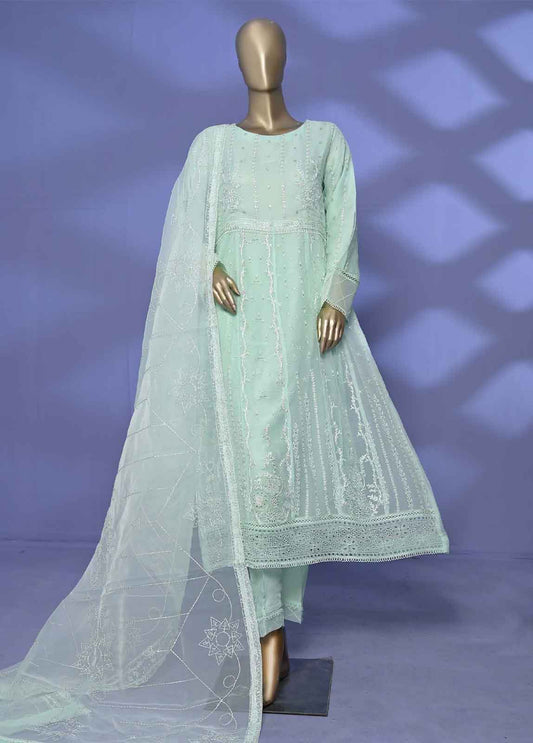 AMC-4005 D - 3 Piece Embroidered Chiffon
