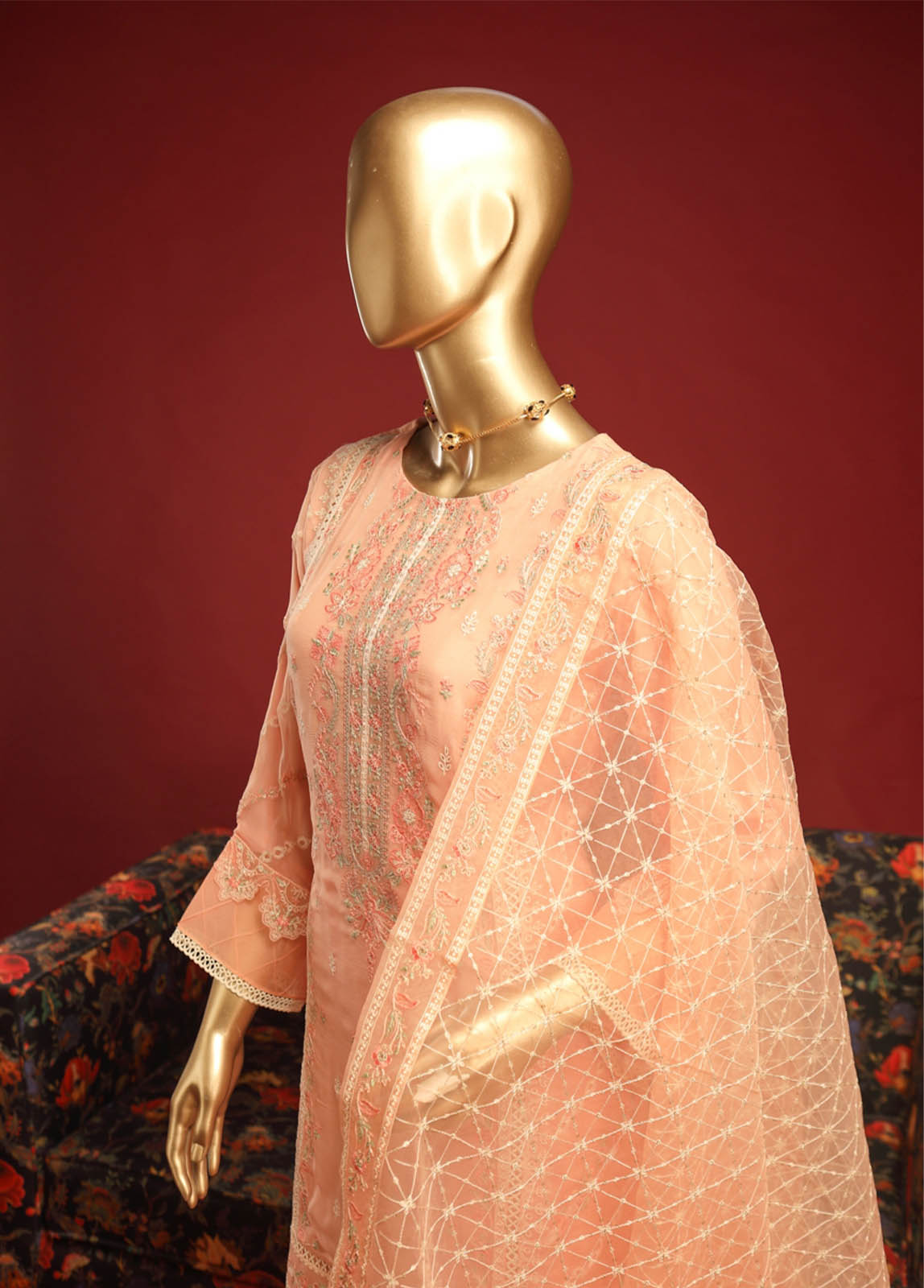 Bin Saeed Fabric - ASP-C003- 3 Piece Chiffon