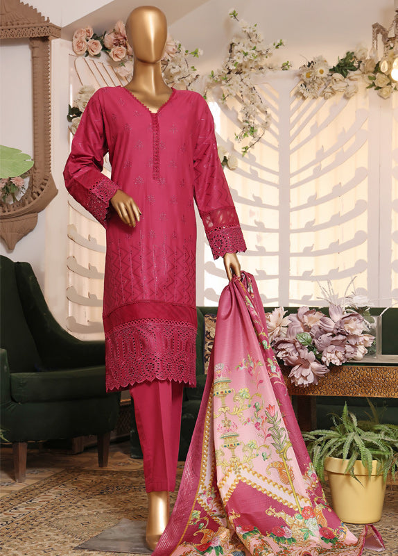 Bin Saeed Fabric - BTS-0009 - 3 Piece ChikanKari Stitched Suit
