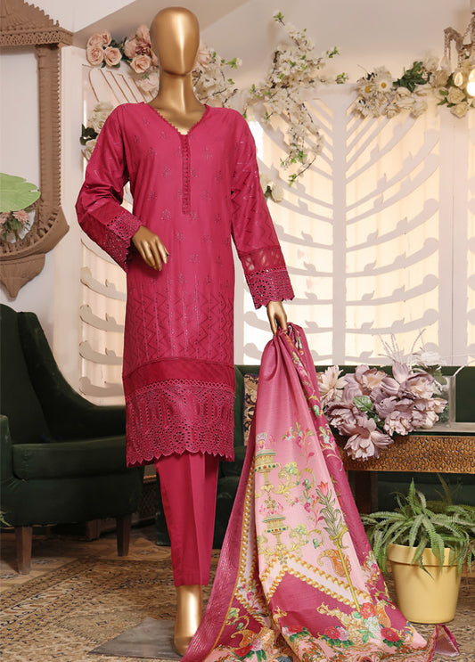 Bin Saeed Fabric - BTS-0009 - 3 Piece ChikanKari Stitched Suit