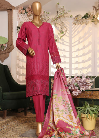 Bin Saeed Fabric - BTS-0009 - 3 Piece ChikanKari Stitched Suit