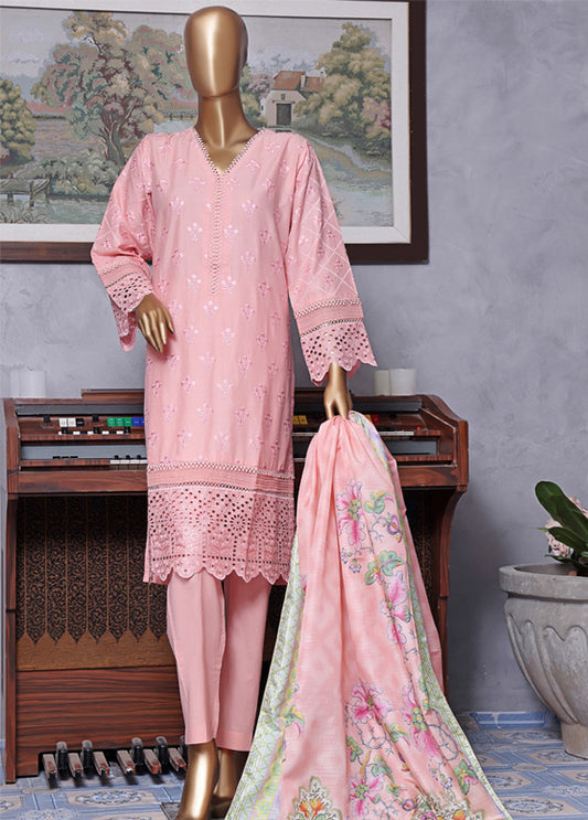 Bin Saeed Fabric - BTS-0010 - 3 Piece ChikanKari Stitched Suit