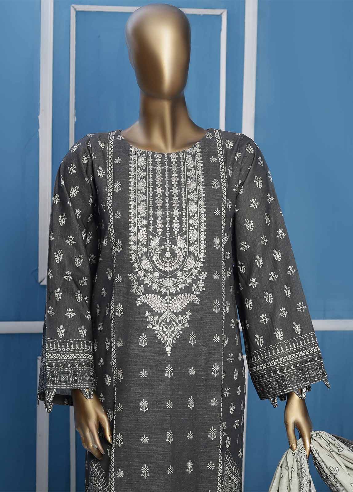 Bin Saeed Fabric - CK-0069- 3 Piece Embroidered Khaddar