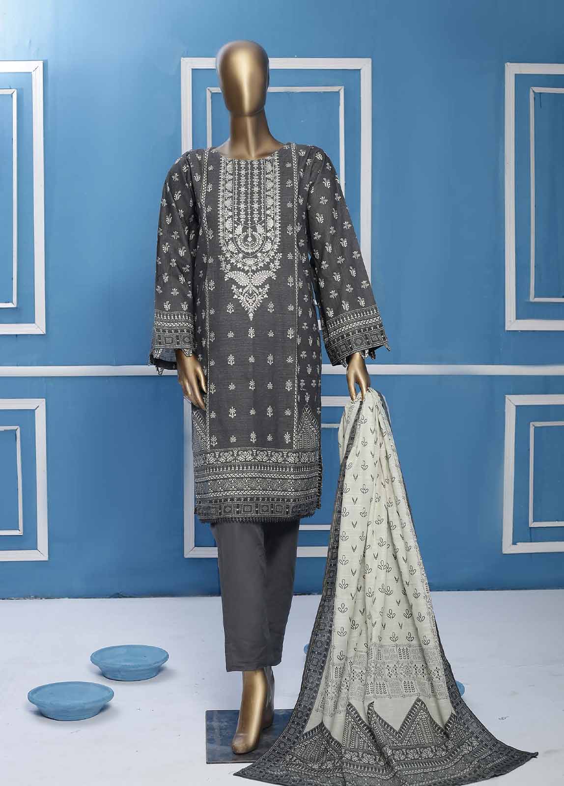 Bin Saeed Fabric - CK-0069- 3 Piece Embroidered Khaddar