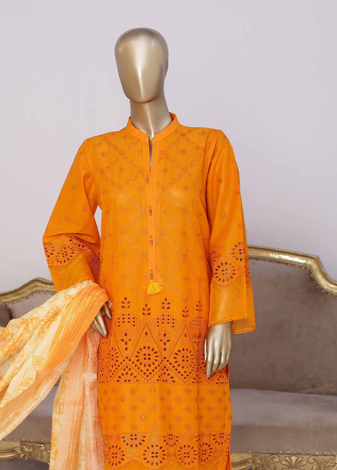Bin Saeed Fabric - CMFT-05-C- 3 Piece Chikankari
