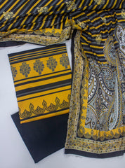 D-0306 - 3 Piece Digital Printed Unstitched Cotton Suit