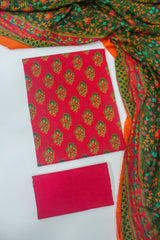 D-0310 - 3 Piece Digital Printed Unstitched Cotton Suit