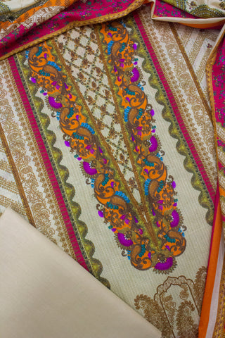 Bin Saeed Fabric - D-0704- 3 Piece UnStitched Digital Printed Lawn