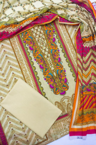 Bin Saeed Fabric - D-0704- 3 Piece UnStitched Digital Printed Lawn