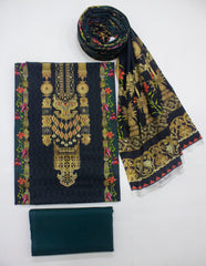 D-0903 - 3 Piece Digital Printed Unstitched Cotton Suit