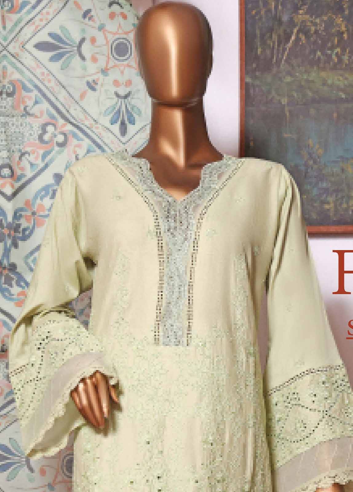 Bin Saeed Fabric - DTS-0008 - 3 Piece Chikankari