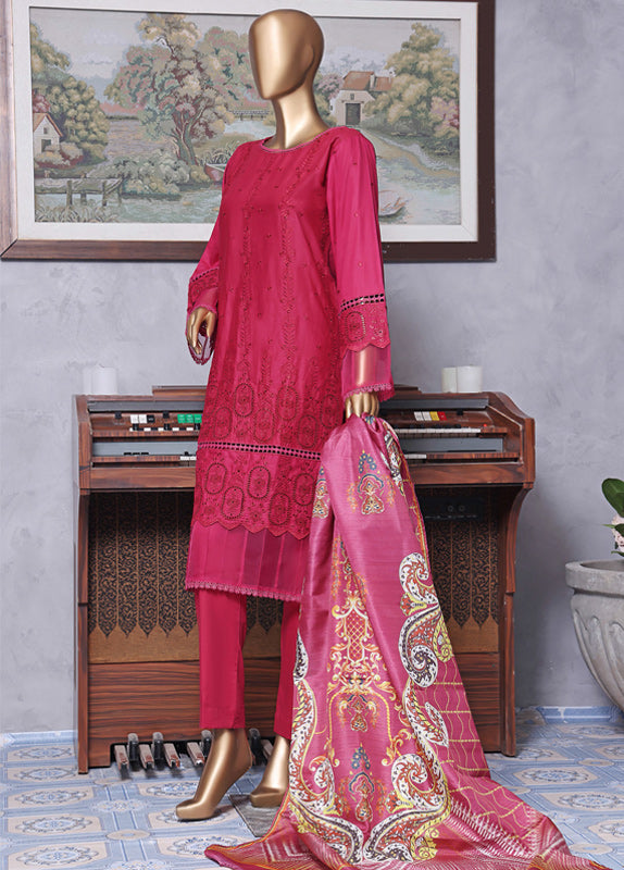 Bin Saeed Fabric - DTS-0014 - R71 3 Piece ChikanKari Stitched Suit