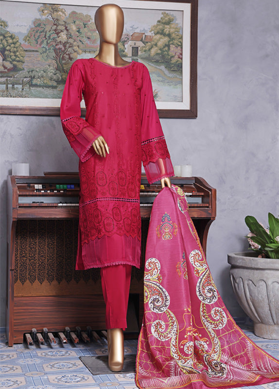 Bin Saeed Fabric - DTS-0014 - R71 3 Piece ChikanKari Stitched Suit