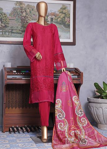 Bin Saeed Fabric - DTS-0014 - R71 3 Piece ChikanKari Stitched Suit