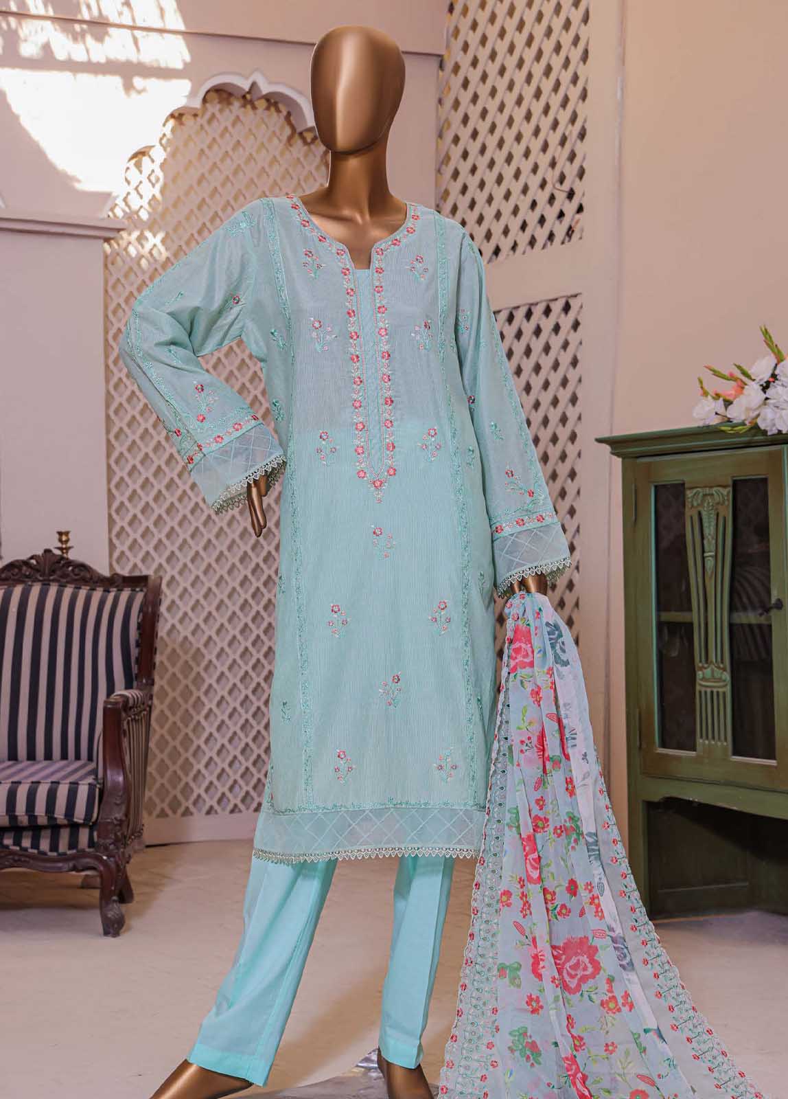 Bin Saeed Fabric - DZ-05B- 3 Piece Dhagakari Collection