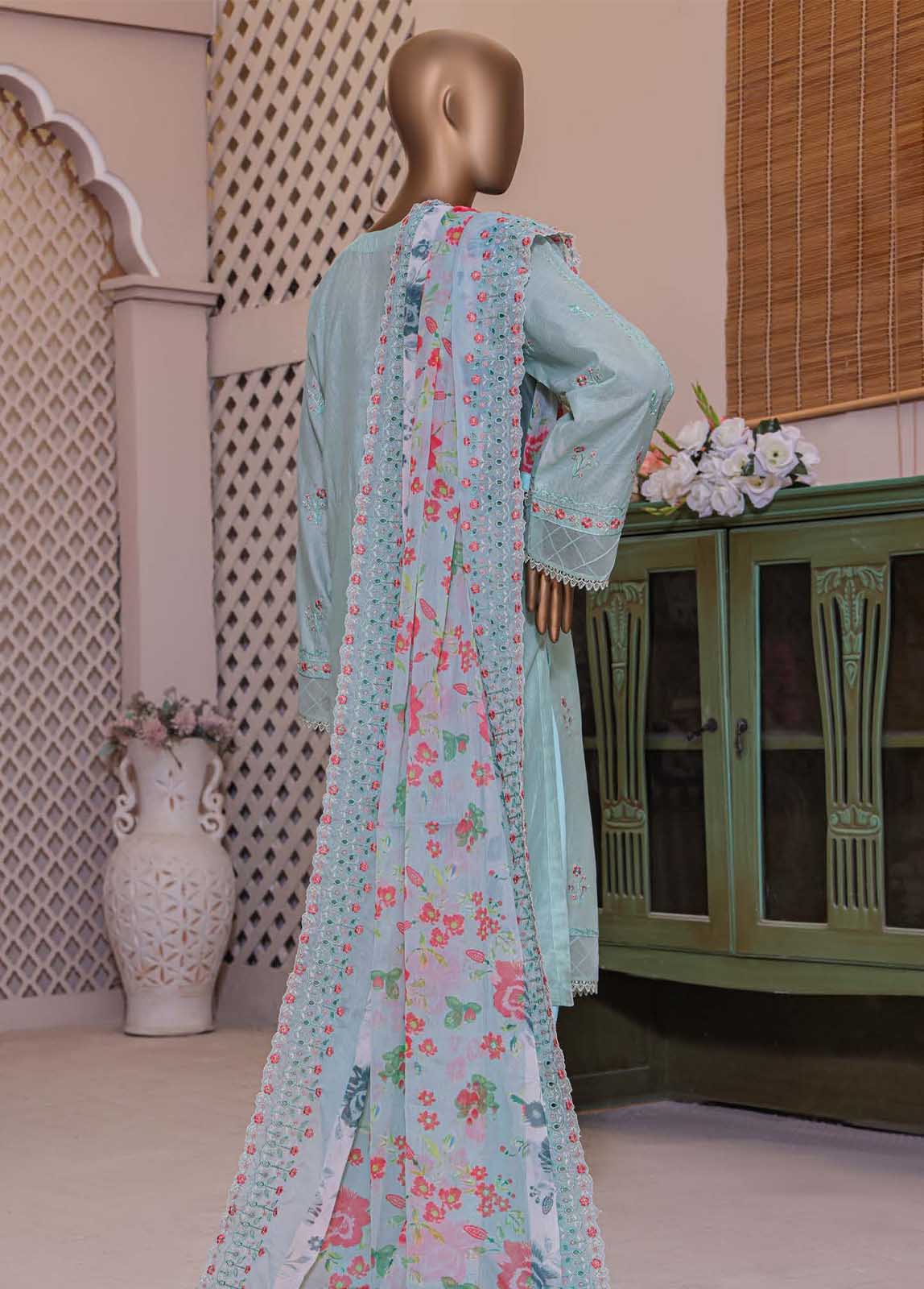 Bin Saeed Fabric - DZ-05B- 3 Piece Dhagakari Collection