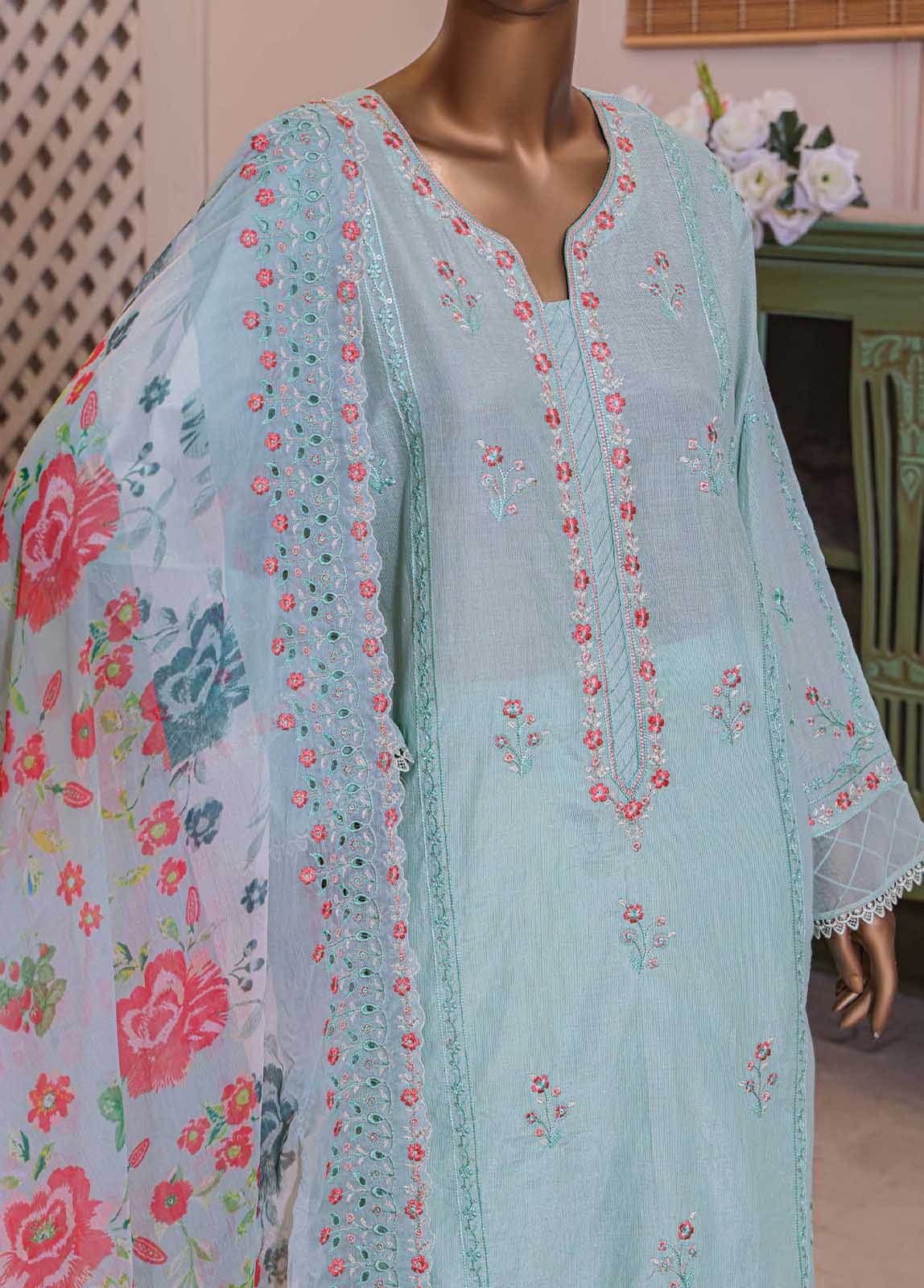 Bin Saeed Fabric - DZ-05B- 3 Piece Dhagakari Collection