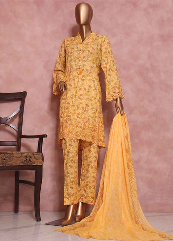 Bin Saeed Fabric - ED-0502-B 3 Piece Chickenkari Embroidery