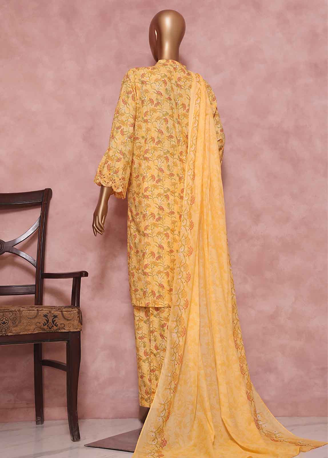 Bin Saeed Fabric - ED-0502-B 3 Piece Chickenkari Embroidery