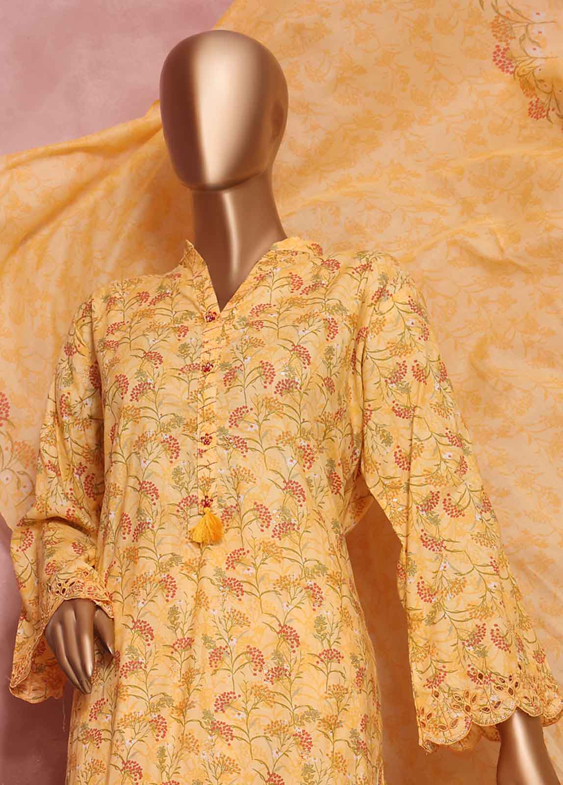 Bin Saeed Fabric - ED-0502-B 3 Piece Chickenkari Embroidery