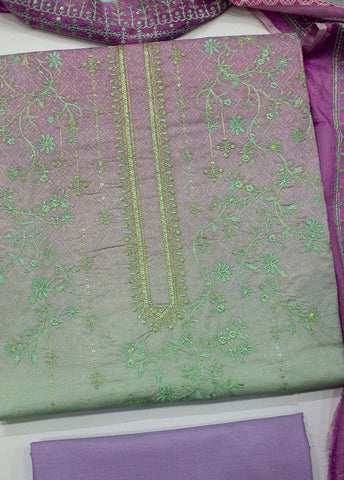 Bin Saeed Fabric - EU-0026- 3 Piece UnStitched Lawn Cut Work Embroidery