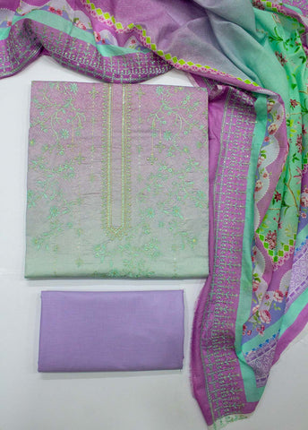 Bin Saeed Fabric - EU-0026- 3 Piece UnStitched Lawn Cut Work Embroidery