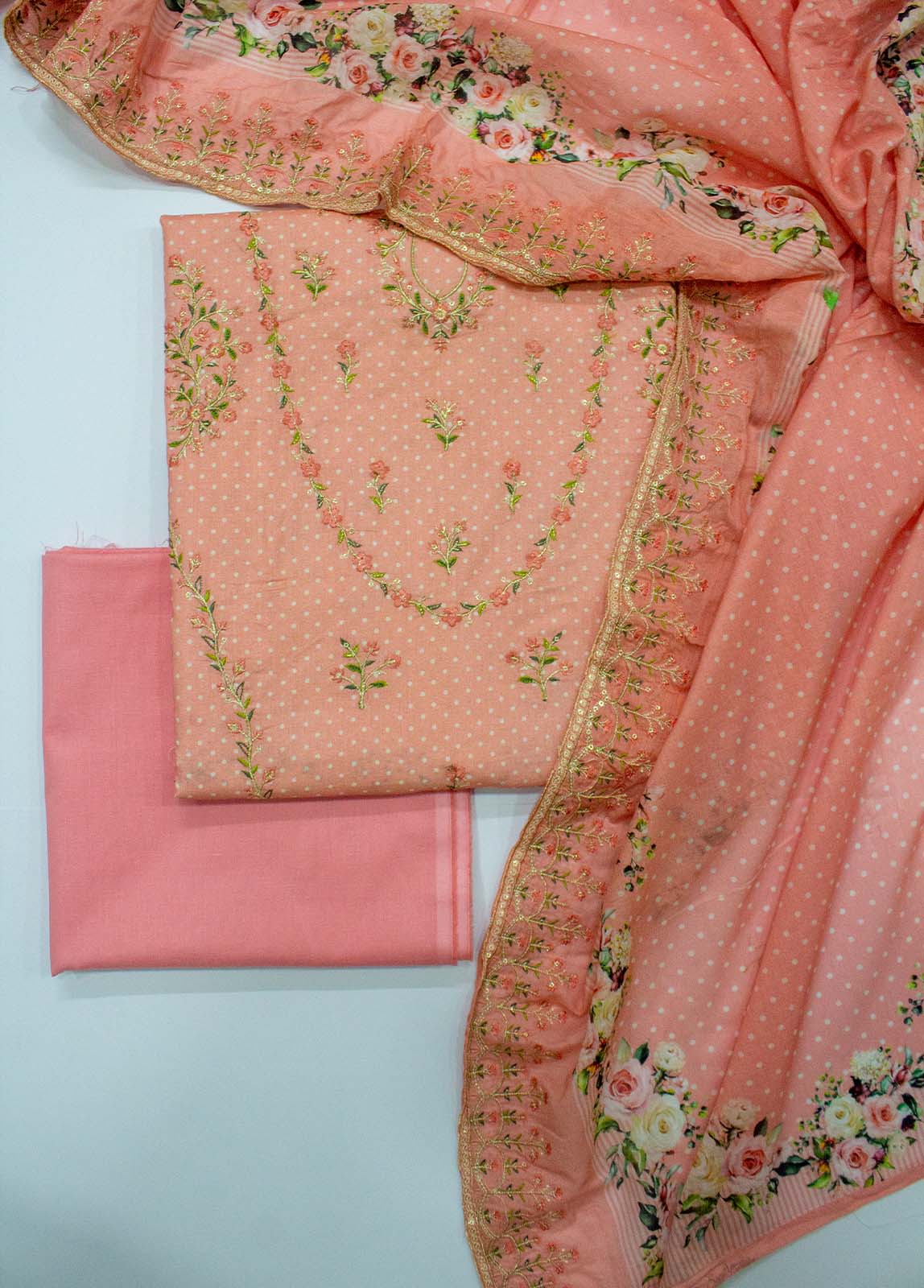 Bin Saeed Fabric - EU-0034- 3 Piece UnStitched Lawn Cut Work Embroidery