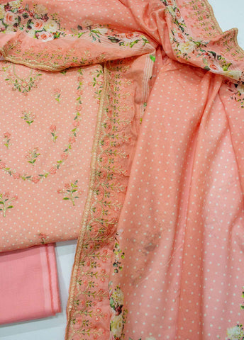 Bin Saeed Fabric - EU-0034- 3 Piece UnStitched Lawn Cut Work Embroidery