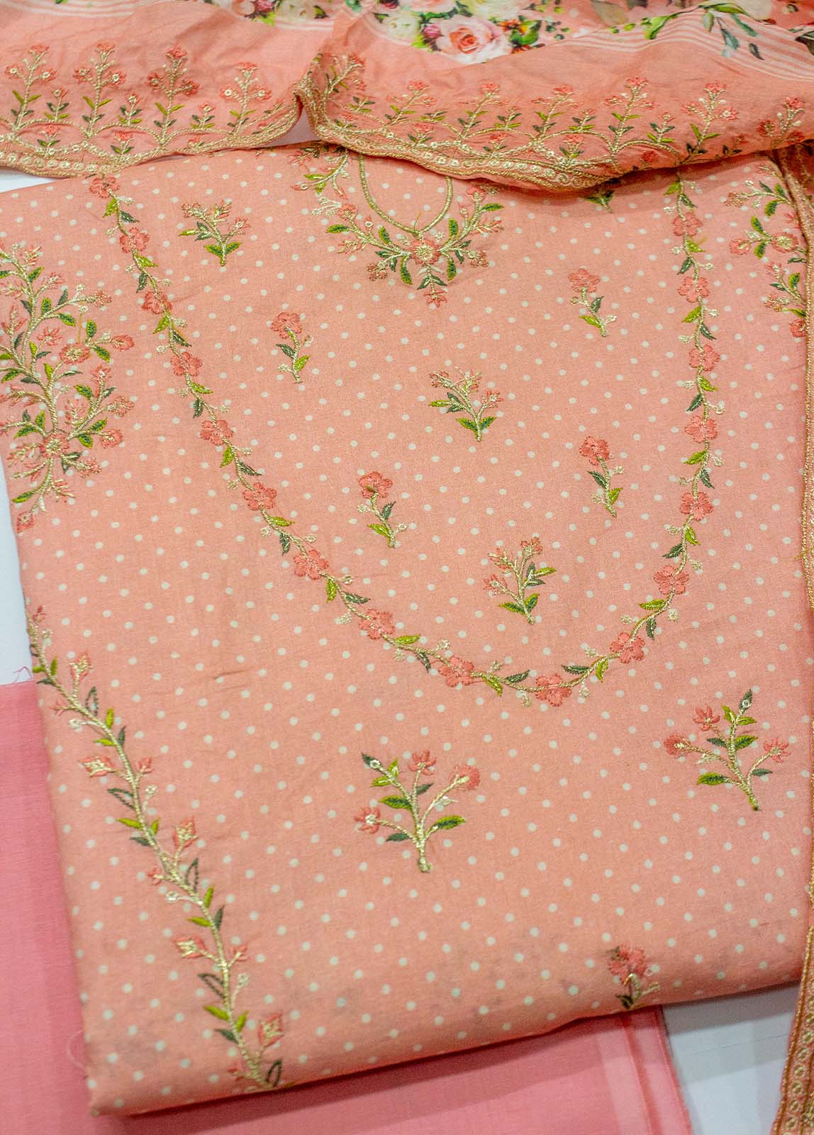 Bin Saeed Fabric - EU-0034- 3 Piece UnStitched Lawn Cut Work Embroidery