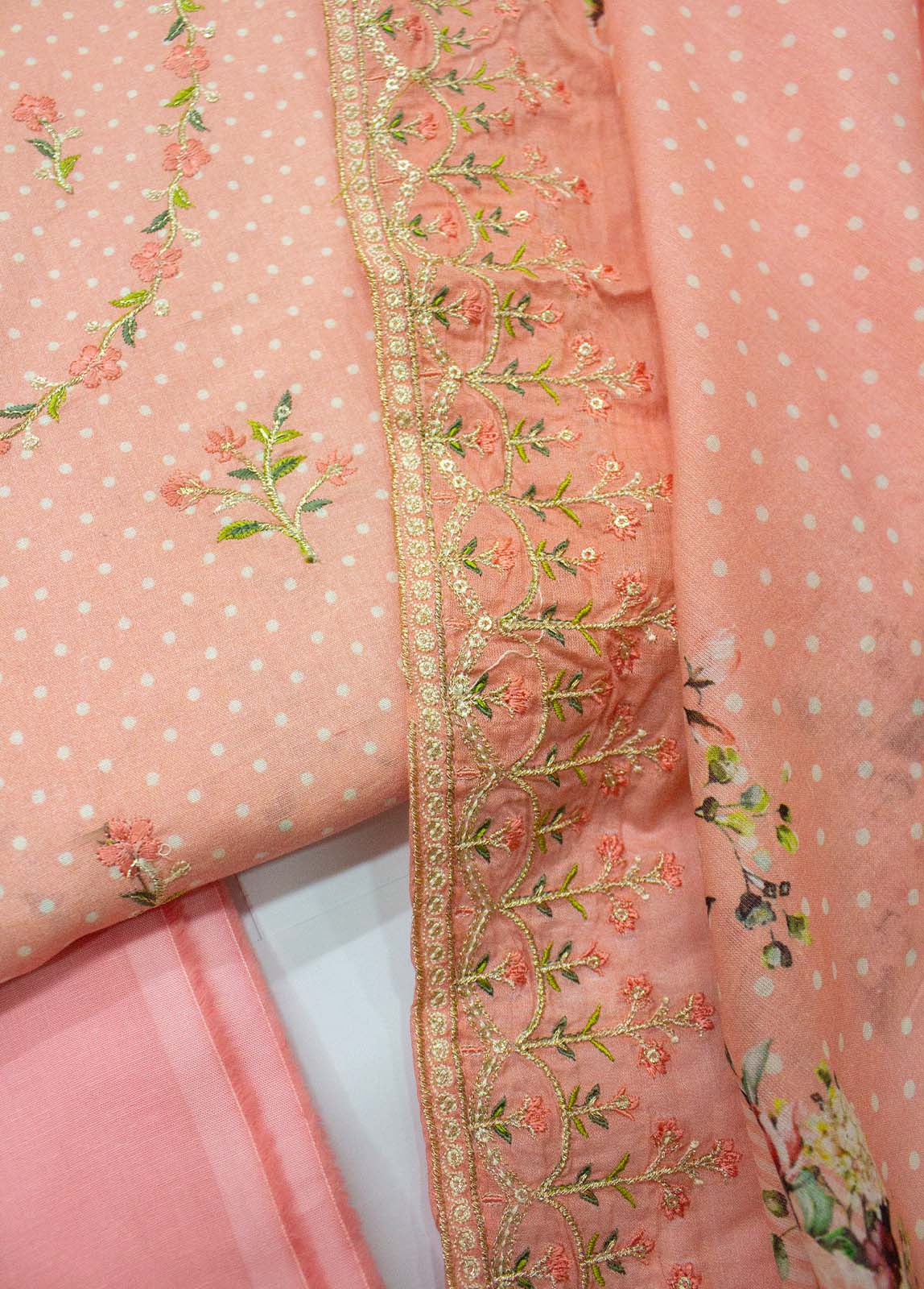 Bin Saeed Fabric - EU-0034- 3 Piece UnStitched Lawn Cut Work Embroidery
