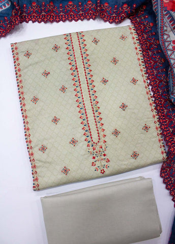 Bin Saeed Fabric - EU-0036- 3 Piece UnStitched Lawn Cut Work Embroidery