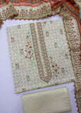 EU-0047- 3 Piece UnStitched Lawn Cut Work Embroidery