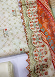 EU-0047- 3 Piece UnStitched Lawn Cut Work Embroidery