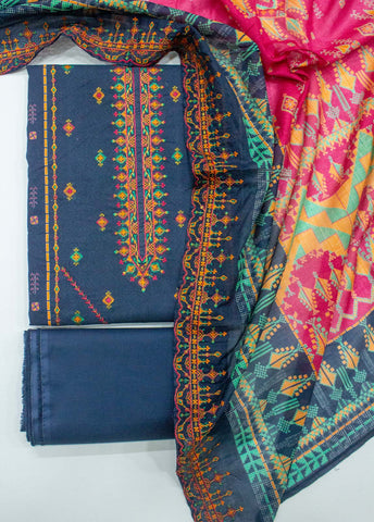 Bin Saeed Fabric - EU-0051- 3 Piece UnStitched Lawn Cut Work Embroidery