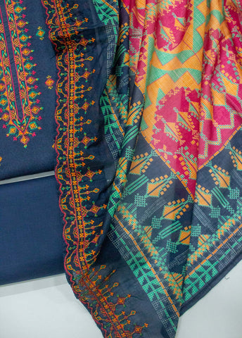 Bin Saeed Fabric - EU-0051- 3 Piece UnStitched Lawn Cut Work Embroidery