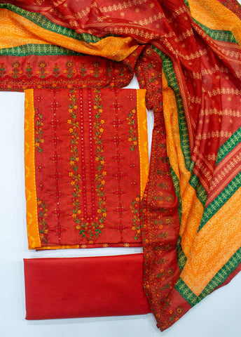 Bin Saeed Fabric - EU-0053- 3 Piece UnStitched Lawn Cut Work Embroidery