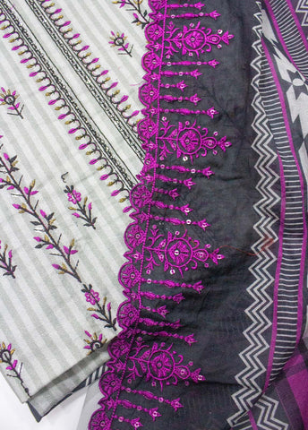 Bin Saeed Fabric - EU-0059- 3 Piece UnStitched Lawn Cut Work Embroidery