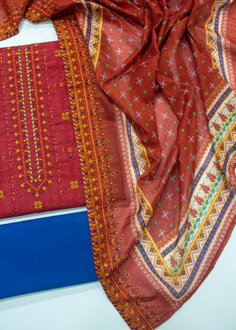 Bin Saeed Fabric - EU-0062- 3 Piece UnStitched Lawn Cut Work Embroidery