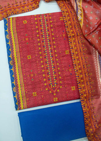 Bin Saeed Fabric - EU-0062- 3 Piece UnStitched Lawn Cut Work Embroidery