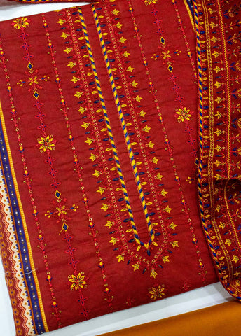 Bin Saeed Fabric - EU-0063- 3 Piece UnStitched Lawn Cut Work Embroidery