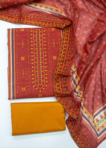 Bin Saeed Fabric - EU-0063- 3 Piece UnStitched Lawn Cut Work Embroidery