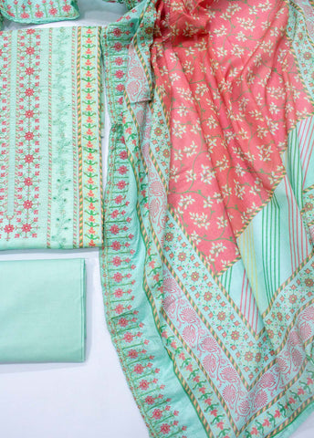 Bin Saeed Fabric - EU-0365- 3 Piece UnStitched Lawn Cut Work Embroidery