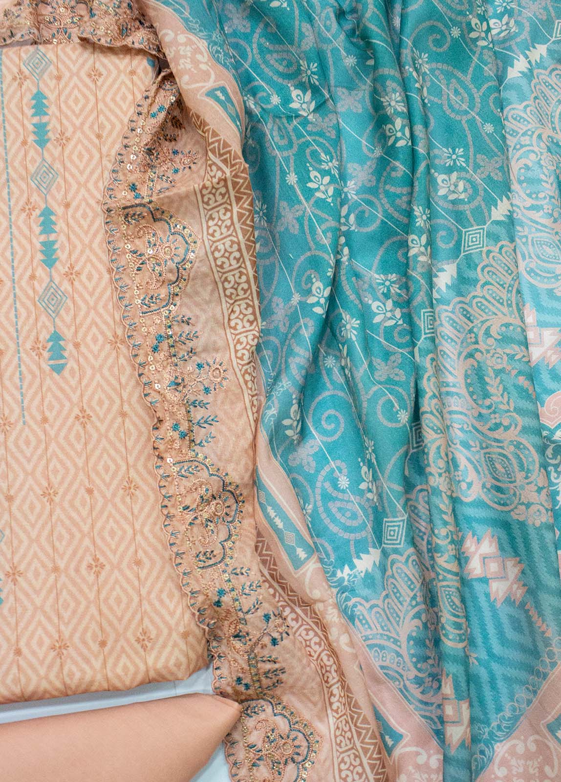 Bin Saeed Fabric - EU-0369- 3 Piece UnStitched Lawn Cut Work Embroidery