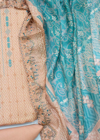 Bin Saeed Fabric - EU-0369- 3 Piece UnStitched Lawn Cut Work Embroidery