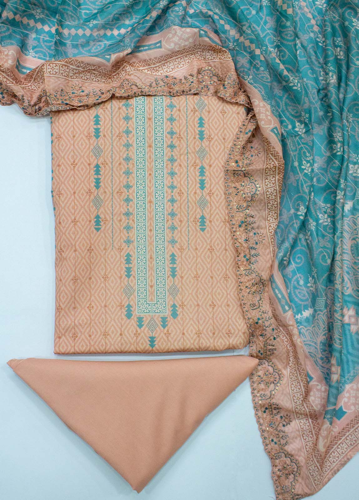 Bin Saeed Fabric - EU-0369- 3 Piece UnStitched Lawn Cut Work Embroidery