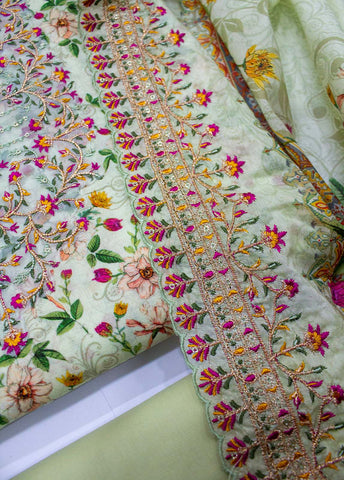 Bin Saeed Fabric - EU-0453- 3 Piece UnStitched Lawn Cut Work Embroidery