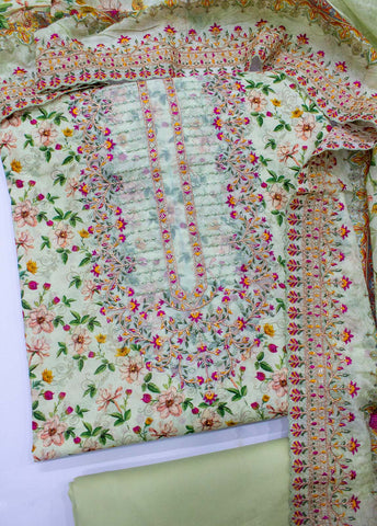 Bin Saeed Fabric - EU-0453- 3 Piece UnStitched Lawn Cut Work Embroidery